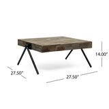 Noble House Gurley Handcrafted Modern Industrial Mango Wood Coffee Table, Gray and Black