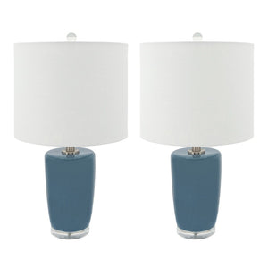 Sagebrook Home Transitional Set of 2 -  Ceramic 25" Table Lamps, Blue 50644-01 Blue Ceramic