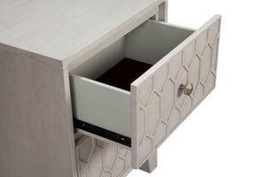 Denver Two Drawer Nightstand - Handcrafted Mahogany Accent Table with Honeycomb Design & Storage