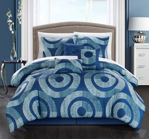 Frida Navy Queen 7pc Comforter Set