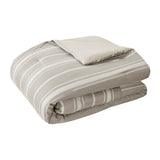 Beautyrest Kent Casual 3 Piece Striped Herringbone Oversized Comforter Set Taupe Full/Queen BR10-3860
