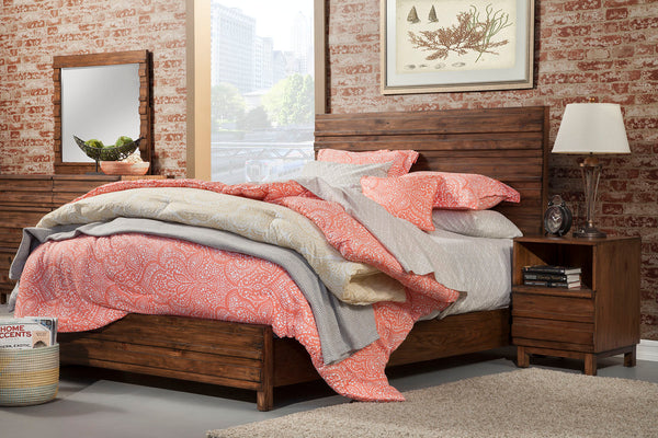 Alamosa Full Bed – Stylish Chestnut Finish, Pine Wood Construction, 53.5" High Headboard Design
