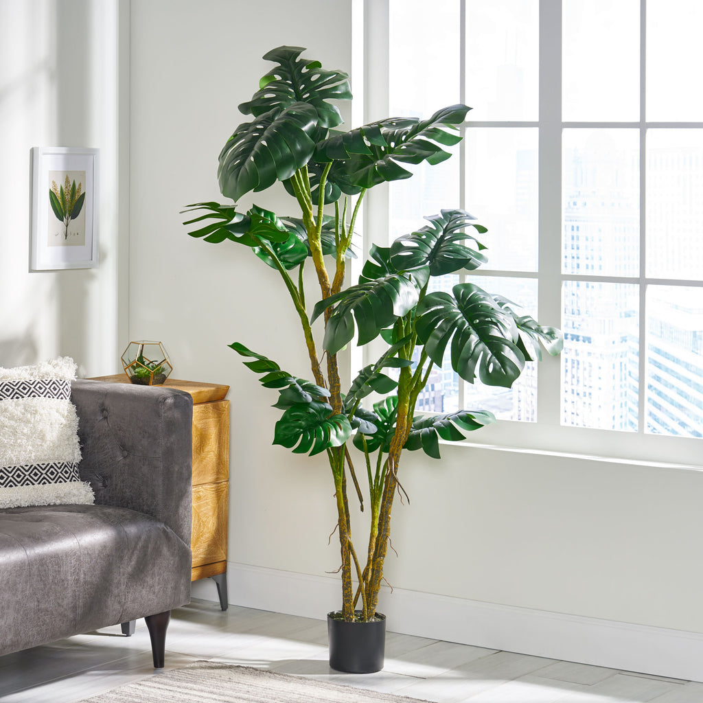 Stilwell 6' x 4' Artificial Monstera Tree, Green Noble House