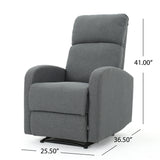 Gaius Classic Charcoal Fabric Recliner Noble House