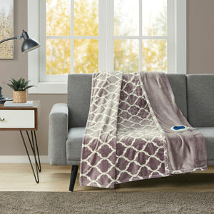 Beautyrest Heated Ogee Casual 100% Polyester Printed Microlight Oversized Heated Throw BR54-0777