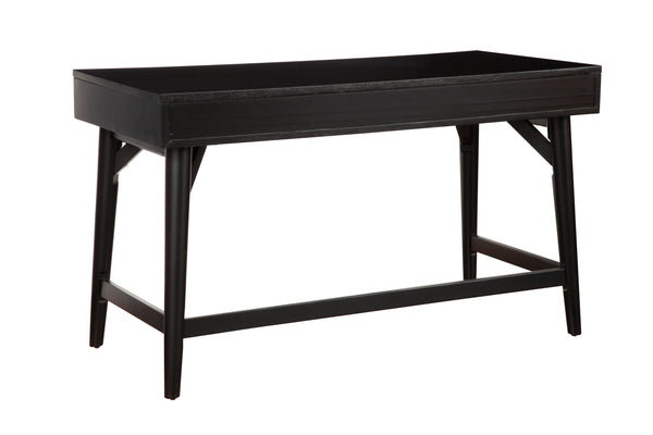 Alpine Furniture Flynn Large Desk, Black 966BLK-66 Black Mahogany Solids & Okoume Veneer 52 x 24 x 30.5