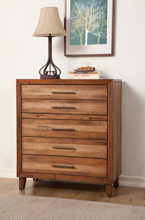 Trinidad 5 Drawer Multifunction Chest - Elegant Mahogany Storage with Pull-Out Desk & Dovetail Drawers