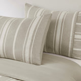 Beautyrest Kent Casual 3 Piece Striped Herringbone Oversized Comforter Set Taupe Full/Queen BR10-3860