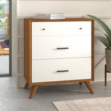 Alpine Furniture Flynn 3 Drawer Two Tone Small Chest, Acorn/White 999-04 Acorn & White Mahogany Solids & Okoume Veneer 32 x 18 x 36