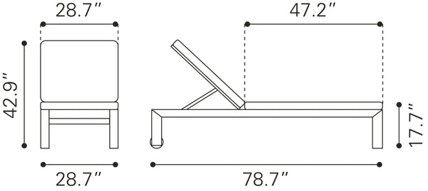 Zuo Modern Cozumel 100% Olefin, Aluminum, Textilene Modern Commercial Grade Lounge Chair Beige, Natural 100% Olefin, Aluminum, Textilene