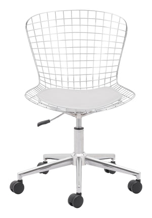 Zuo Modern Wire 100% Polyurethane, Steel Modern Commercial Grade Office Chair Chrome, White 100% Polyurethane, Steel