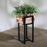 Sagebrook Home Transitional Wood 14" Square Planter On Metal Base, Brown/black 15186 Brown Metal