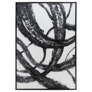 Sagebrook Home Contemporary 62x42 Handpainted Oil Canvas Abstract, Black/white 70142 Black/white Polyester Canvas