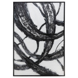 Contemporary 62x42 Handpainted Oil Canvas Abstract, Black/white