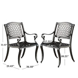 Hallandale Black Sand Cast Aluminum Outdoor Chairs (Set of 2)