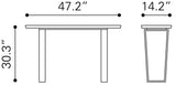 Zuo Modern Atlas Composite Stone, Stainless Steel Modern Commercial Grade Console Table White, Silver Composite Stone, Stainless Steel
