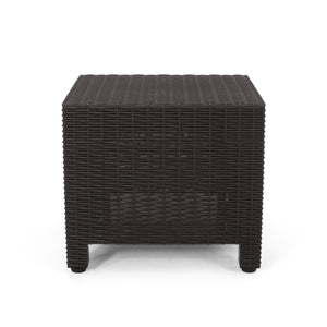 Waverly Outdoor Wicker Print Side Table, Dark Brown Noble House