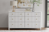 Alpine Furniture Stapleton 6 Drawer Dresser, White 2090-03 White Mahogany Solids & Veneer 61 x 20 x 34