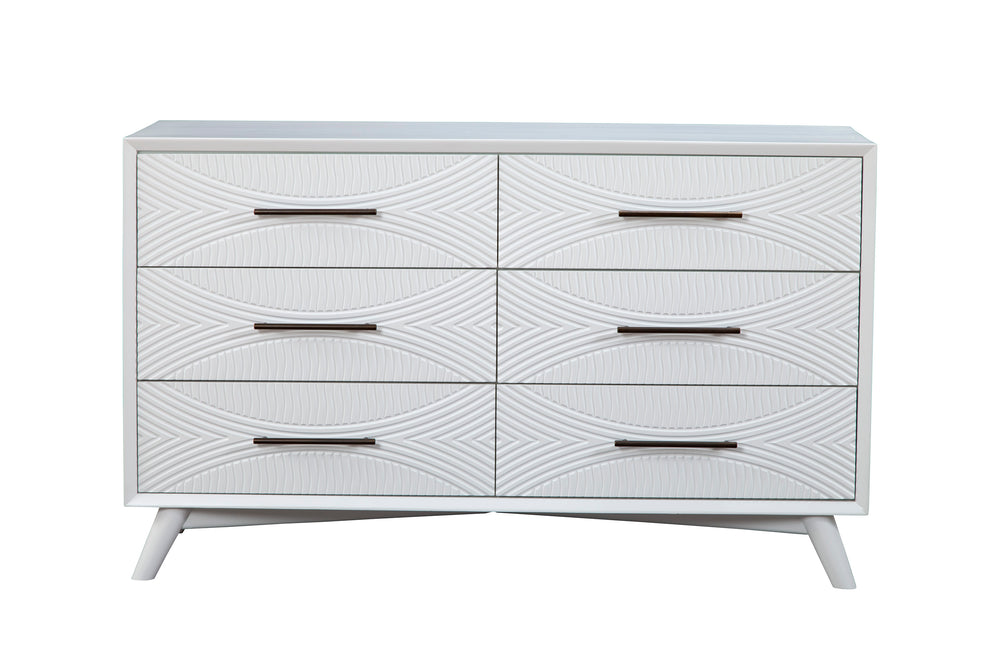 Alpine Furniture Tranquility Dresser, White 1867-03 White Mahogany Solids & Veneer 56 x 18 x 34
