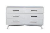 Alpine Furniture Tranquility Dresser, White 1867-03 White Mahogany Solids & Veneer 56 x 18 x 34