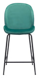 Zuo Modern Miles 100% Polyester, Plywood, Steel Modern Commercial Grade Counter Stool Green, Black 100% Polyester, Plywood, Steel