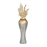 Sagebrook Home Contemporary 43"h Metal Vase W/ Leaf Like Lid, Wickhom Gray 17180-02 Black/gold Glass