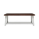 Noble House Carlisle Outdoor Eight Seater Iron Dining Table, Dark Brown and White Finish
