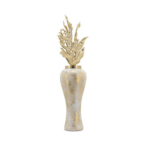 Sagebrook Home Contemporary Glass, 38"h Vase W/ Aluminum Top, White/gold 16770-01 White/gold Glass