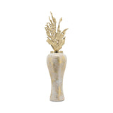 Sagebrook Home Contemporary Glass, 38"h Vase W/ Aluminum Top, White/gold 16770-01 White/gold Glass