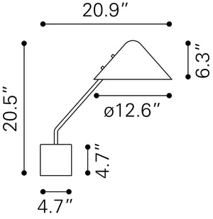 Zuo Modern Pike Steel, Marble Modern Commercial Grade Table Lamp Black, Brass, White Steel, Marble