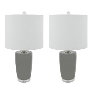 Sagebrook Home Transitional Set of 2 -  Ceramic 25" Table Lamps, Gray 50644-03 Gray Ceramic