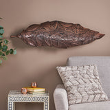 Bremen Handcrafted Aluminum Leaf Wall Decor, Raw Copper Noble House