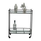 Sagebrook Home Traditional Metal 28" 2 Tier Bar Cart, Black 14690-01 Black Iron