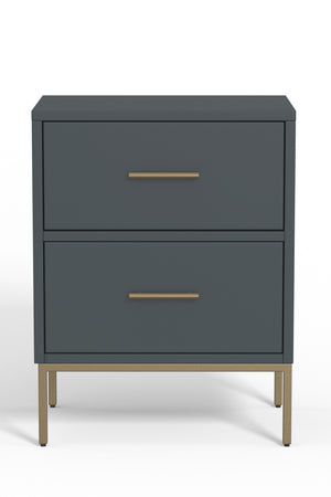 Alpine Furniture Madelyn Two Drawer Nightstand, Slate Gray 2010G-02 Slate Gray Mahogany Solids & Veneer 20 x 15 x 26