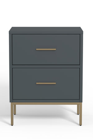 Alpine Furniture Madelyn Two Drawer Nightstand, Slate Gray 2010G-02 Slate Gray Mahogany Solids & Veneer 20 x 15 x 26