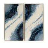 Sagebrook Home Contemporary 42x22, Set of 2 - , Abstract Oil Painting, Blue/wht 70058 Blue Wood