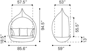Zuo Modern Martinique 100% Olefin, Aluminum, Polyethylene Modern Commercial Grade Daybed Brown, Beige 100% Olefin, Aluminum, Polyethylene