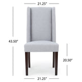 Rory Contemporary Fabric Wingback Dining Chair, Light Gray and Brown Noble House