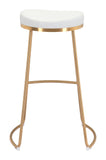 Zuo Modern Bree 100% Polyurethane, Plywood, Stainless Steel Modern Commercial Grade Barstool Set - Set of 2 White, Gold 100% Polyurethane, Plywood, Stainless Steel