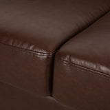 Drury Contemporary Channel Stitch 3 Seater Sofa with Nailhead Trim, Dark Brown Noble House