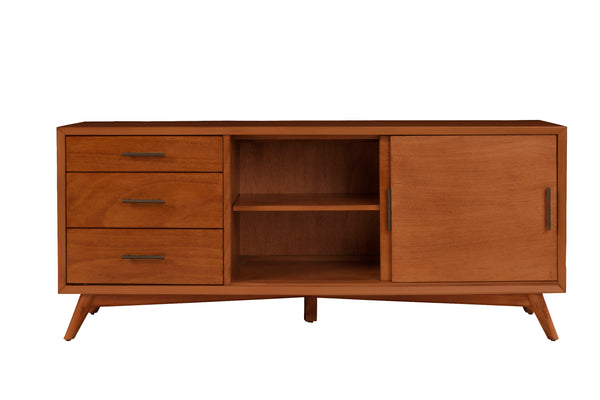 Alpine Furniture Flynn Large TV Console, Acorn 966-10 Acorn Mahogany Solids & Okoume Veneer 64 x 19 x 27