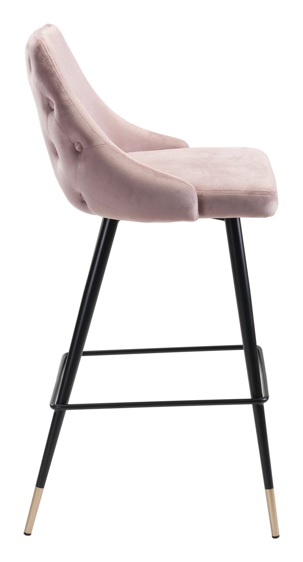 Zuo Modern Piccolo 100% Polyester, Plywood, Steel Modern Commercial Grade Barstool Pink, Black, Gold 100% Polyester, Plywood, Steel