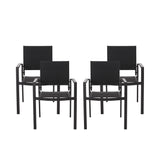 Wilbur Outdoor Mesh and Aluminum Dining Chairs (Set of 4)