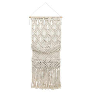 Sagebrook Home Contemporary Cotton, 32" Macrame 2-layered Wall Storage, Beige 16574-04 Ivory/beige Cotton