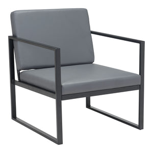 Zuo Modern Claremont 100% Polyurethane, Plywood, Steel Modern Commercial Grade Arm Chair Gray, Black 100% Polyurethane, Plywood, Steel