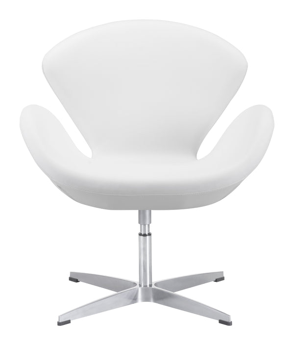 Zuo Modern Pori 100% Polyurethane, Steel Modern Commercial Grade Occasional Chair White, Silver 100% Polyurethane, Steel