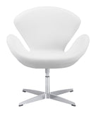 Zuo Modern Pori 100% Polyurethane, Steel Modern Commercial Grade Occasional Chair White, Silver 100% Polyurethane, Steel