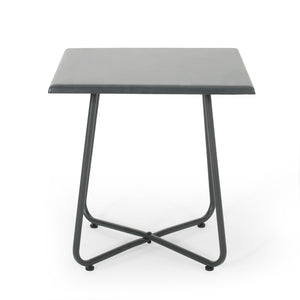 Alder Outdoor Modern 18" Side Table with Steel Legs - Gray Noble House