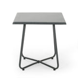 Alder Outdoor Modern 18" Side Table with Steel Legs - Gray Noble House