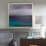 Madison Park Signature Blue Seascape Modern/Contemporary Heavy Brush Gel Coat With Silver Framed MPS95C-0020